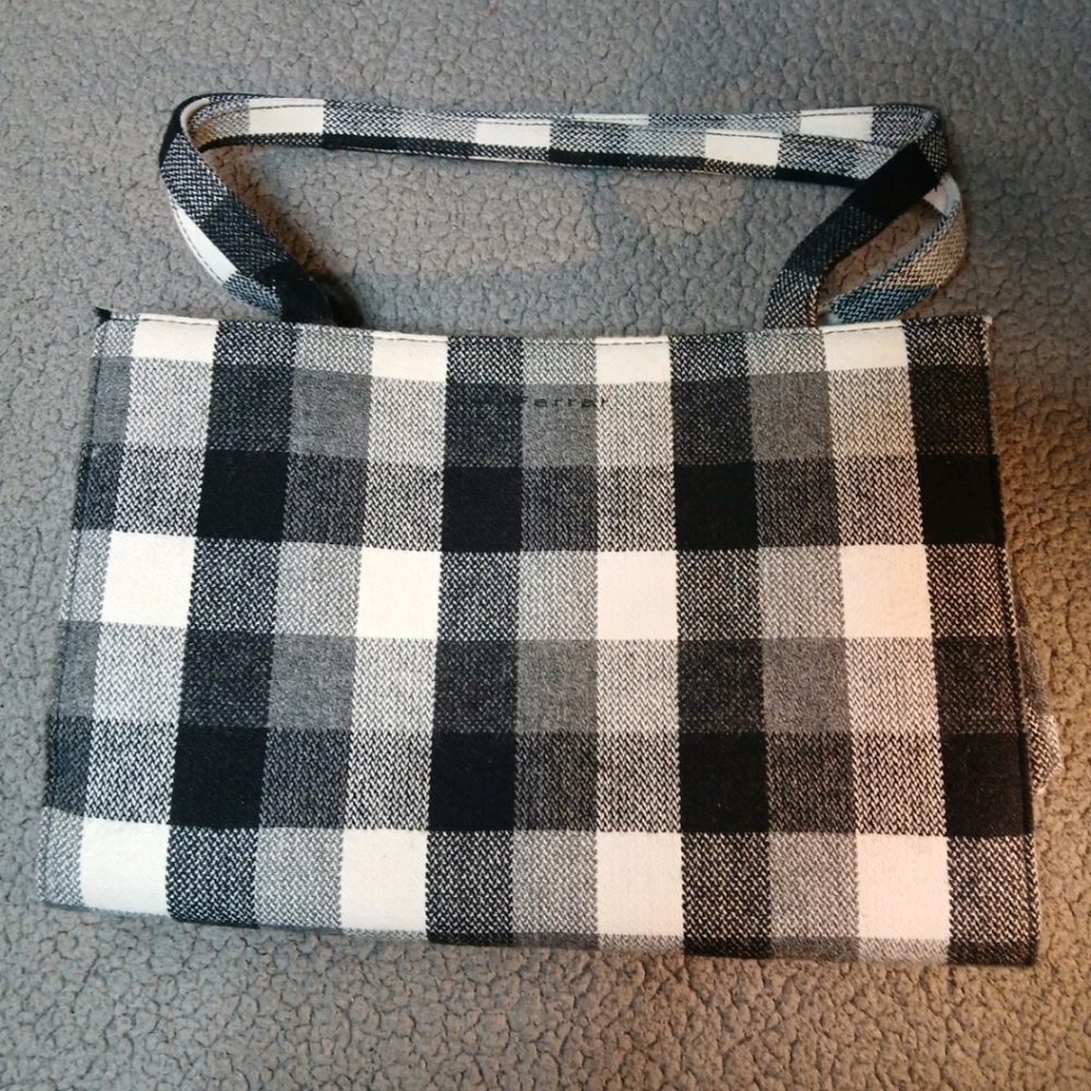 J. Ferrar Women's Handbag Purse Plaid Gray White